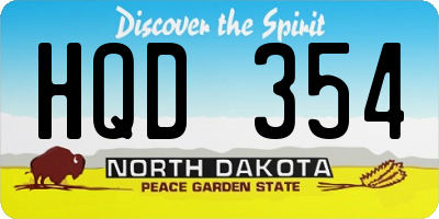 ND license plate HQD354