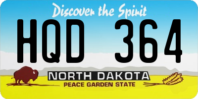 ND license plate HQD364