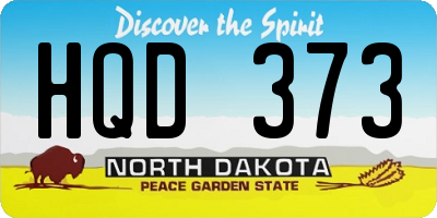 ND license plate HQD373