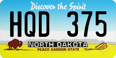 ND license plate HQD375