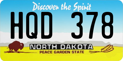 ND license plate HQD378