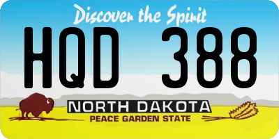 ND license plate HQD388