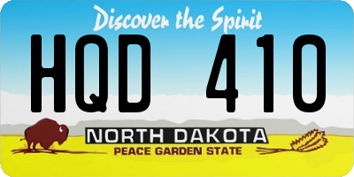 ND license plate HQD410