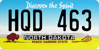 ND license plate HQD463