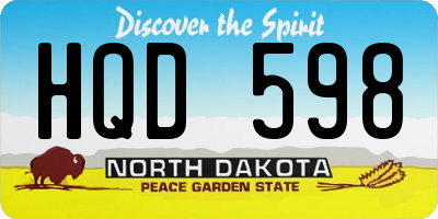 ND license plate HQD598