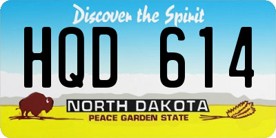 ND license plate HQD614