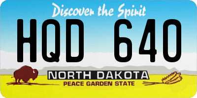 ND license plate HQD640