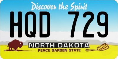 ND license plate HQD729