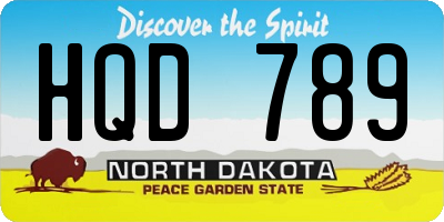 ND license plate HQD789