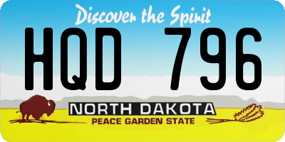ND license plate HQD796
