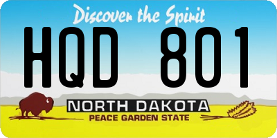 ND license plate HQD801