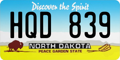 ND license plate HQD839
