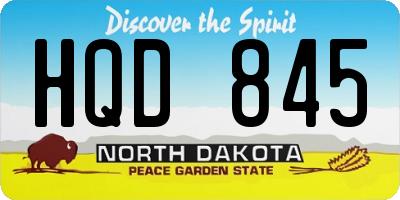 ND license plate HQD845