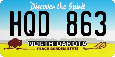 ND license plate HQD863