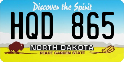 ND license plate HQD865
