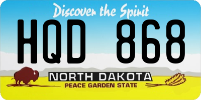 ND license plate HQD868