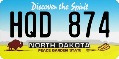 ND license plate HQD874