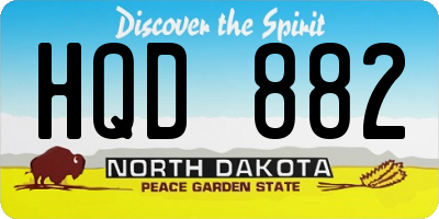 ND license plate HQD882