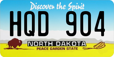 ND license plate HQD904