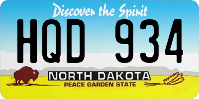 ND license plate HQD934