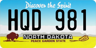 ND license plate HQD981