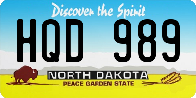 ND license plate HQD989