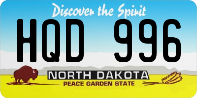 ND license plate HQD996