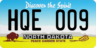 ND license plate HQE009