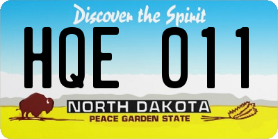 ND license plate HQE011