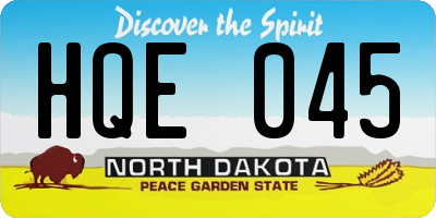 ND license plate HQE045