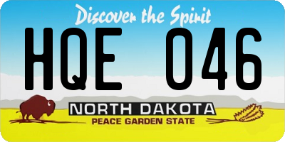ND license plate HQE046