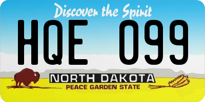 ND license plate HQE099