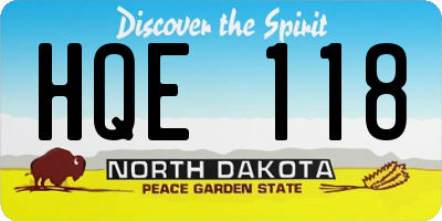 ND license plate HQE118