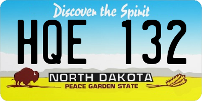 ND license plate HQE132
