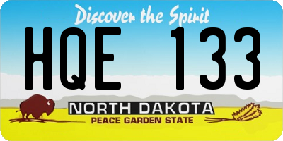 ND license plate HQE133