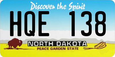 ND license plate HQE138