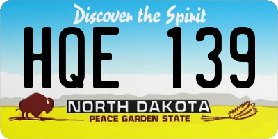 ND license plate HQE139