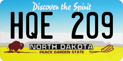 ND license plate HQE209