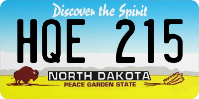 ND license plate HQE215