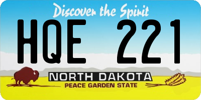 ND license plate HQE221