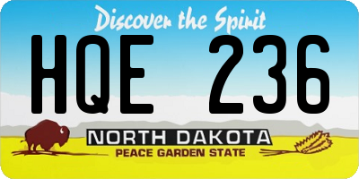 ND license plate HQE236