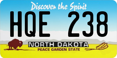 ND license plate HQE238