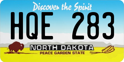 ND license plate HQE283