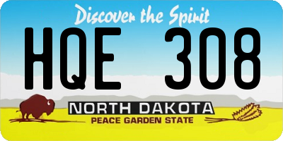 ND license plate HQE308