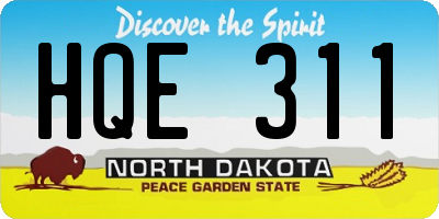ND license plate HQE311