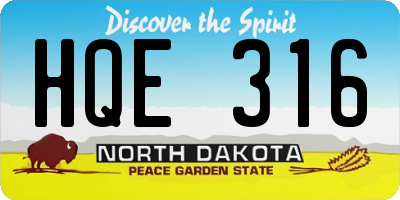 ND license plate HQE316