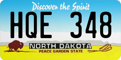 ND license plate HQE348