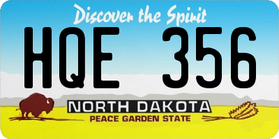 ND license plate HQE356