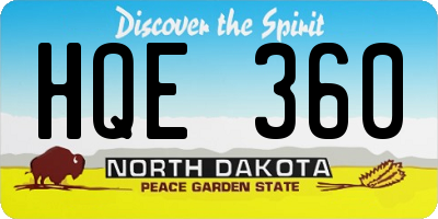 ND license plate HQE360