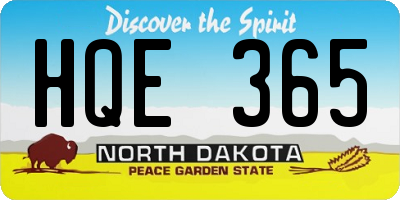 ND license plate HQE365